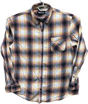 Baileys Point Flannel Shirt Men XXL Yellow Red Gray White Plaid Cotton Grunge